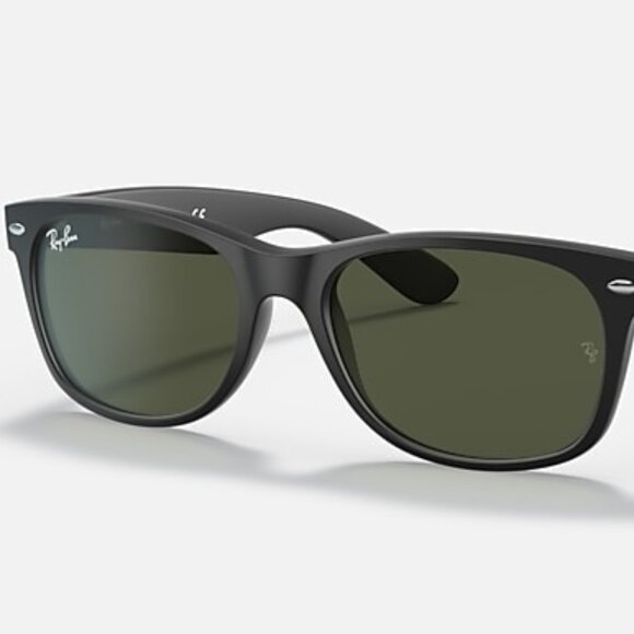 Ray-Ban RB2132 New Wayfarer Matte Black G-15 Green 58mm Sunglasses - Picture 1 of 3